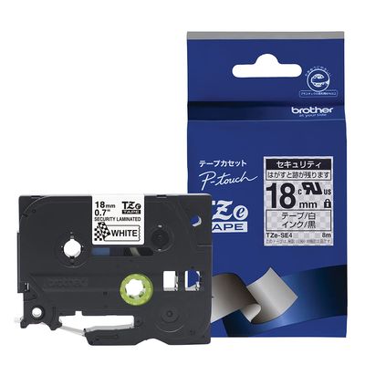Brother TZe-SE4 Pea-Touch Laminating Tape, Width 0.7 inches (18 mm) (Black Letter/White/Security)
