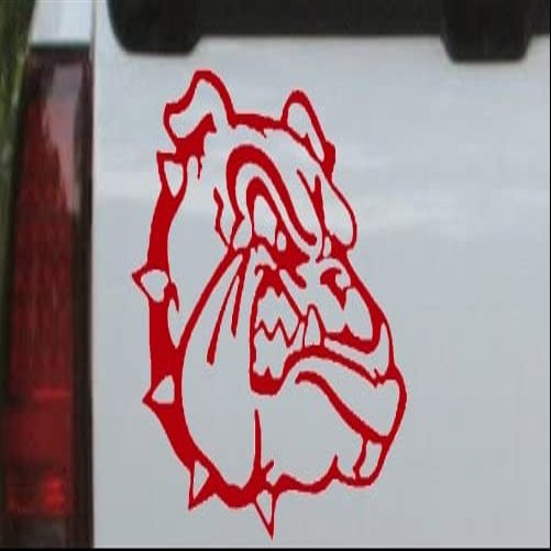 6.9in X 6in Red - Bulldog (Growl) Car Window Wall Laptop Decal Sticker