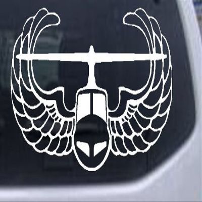 White 5in X 9.8in -- Air Assault Military Car Window Wall Laptop Decal Sticker