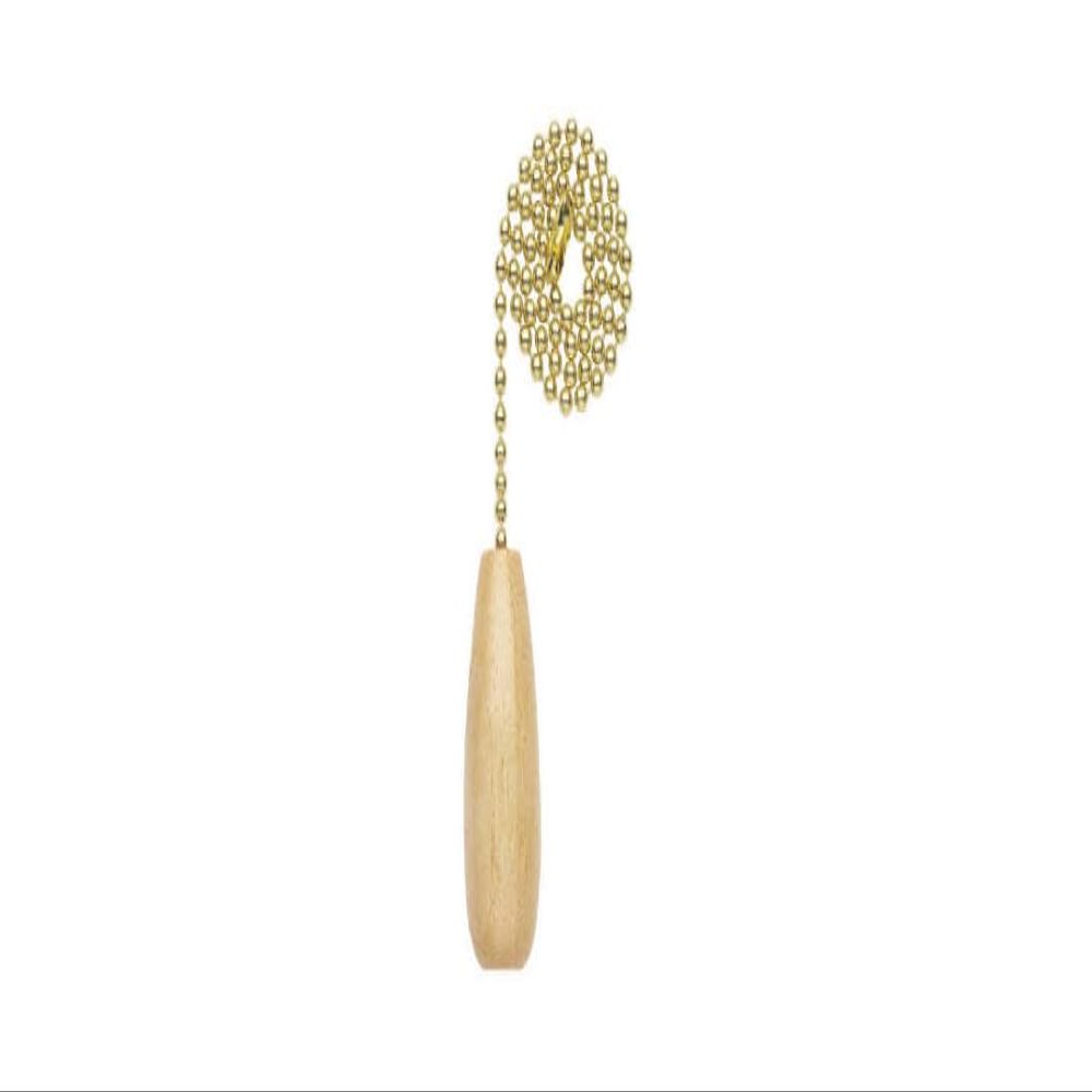 Westinghouse Lighting 77087 Light Fixture Pull Chain With Wooden Handle, Brass