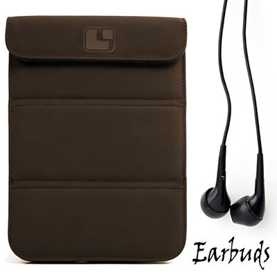 Smart Glove Brown Premium Durable Leather Cover Sleeve Carrying Case can Easily be Converted to a Stand for Kindle Touch 6 inch Plus Earbuds