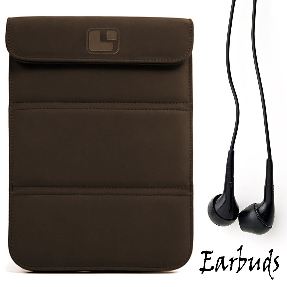 Smart Glove Brown Premium Durable Leather Cover Sleeve Carrying Case can Easily be Converted to a Stand for Kindle Touch 6 inch Plus Earbuds