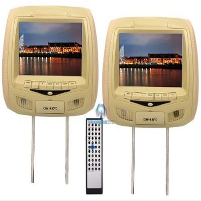 ICBM-9.3DVD TAN - Performance Teknique TFT Headrest Widescreen Monitor with Built-in DVD/SD/USB/Game Player and Universal Mounting Pillows
