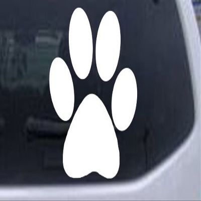 6in X 6.0in White -- School Team Paw Print Sports Car Window Wall Laptop Decal Sticker