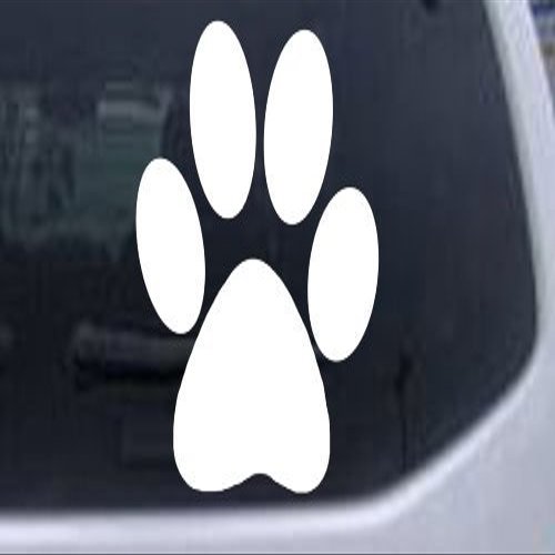6in X 6.0in White -- School Team Paw Print Sports Car Window Wall Laptop Decal Sticker