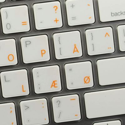 Apple Danish Labels Layout for Keyboard with Orange Lettering Transparent for Desktop, Laptop and Notebook