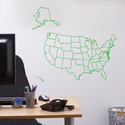 US Map Outline Wall Decal 60" Wide Soft Pink
