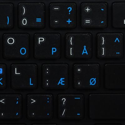 4Keyboard Apple Danish Stickers for Keyboard with Blue Lettering Transparent Background for Desktop, Laptop and Notebook