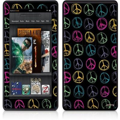 WraptorSkinz Amazon Kindle Fire (Original) Decal Style Skin - Kearas Peace Signs Black