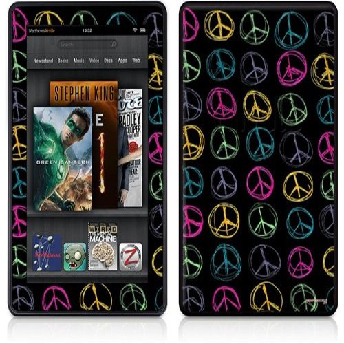WraptorSkinz Amazon Kindle Fire (Original) Decal Style Skin - Kearas Peace Signs Black