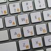 BELGIAN FRENCH DECALS for KEYBOARD with ORANGE LETTERING TRANSPARENT BACKGROUND for DESKTOP, LAPTOP and NOTEBOOK view 1