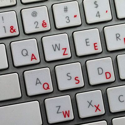 Apple Belgian French Labels for Keyboard with RED Lettering Transparent for Desktop, Laptop and Notebook