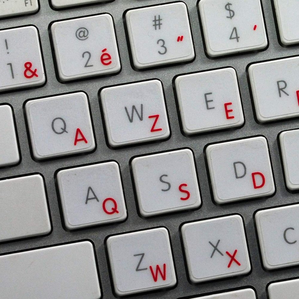 Apple Belgian French Labels for Keyboard with RED Lettering Transparent for Desktop, Laptop and Notebook