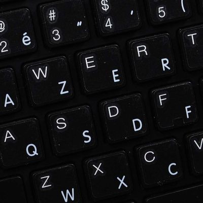BELGIAN FRENCH KEYBOARD LABELS LAYOUT WITH WHITE LETTERING TRANSPARENT BACKGROUND FOR DESKTOP, LAPTOP AND NOTEBOOK ARE COMPATIBLE WITH APPLE