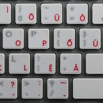 Apple Hungarian Labels for Keyboard with RED Lettering Transparent for Desktop, Laptop and Notebook