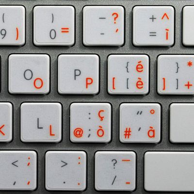 Apple Italian Keyboard Labels with Orange Lettering Transparent Background for Desktop, Laptop and Notebook