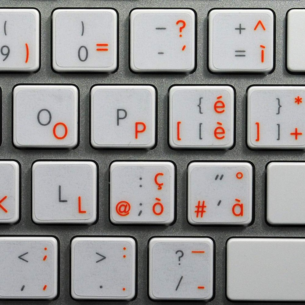 4Keyboard Italian Labels Layout for Keyboard are Compatible with Apple with Orange Lettering Transparent Background for Desktop, Laptop and Notebook