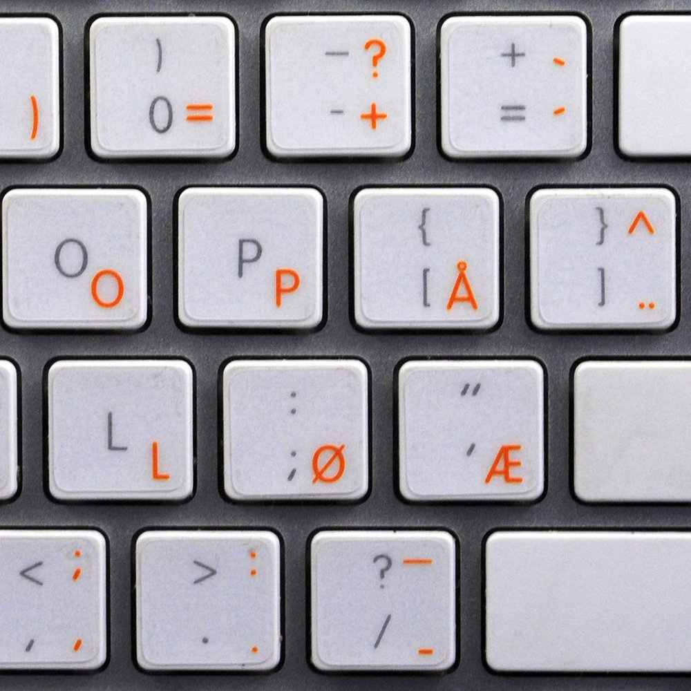 Apple Norwegian Sticker for Keyboard with Orange Lettering Transparent for Desktop, Laptop and Notebook