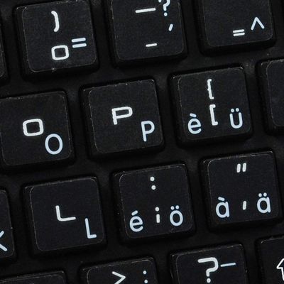 4Keyboard Swiss Stickers for Keyboard are Compatible with Apple with White Lettering Transparent Background for Desktop, Laptop and Notebook