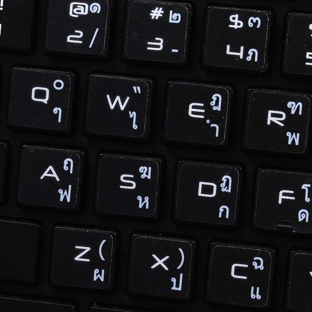 Apple Thai Labels Layout for Keyboard White Lettering Transparent Background for Desktop, Laptop and Notebook