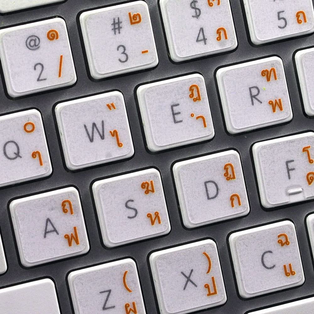Apple Thai Sticker for Keyboard with Orange Lettering Transparent for Desktop, Laptop and Notebook