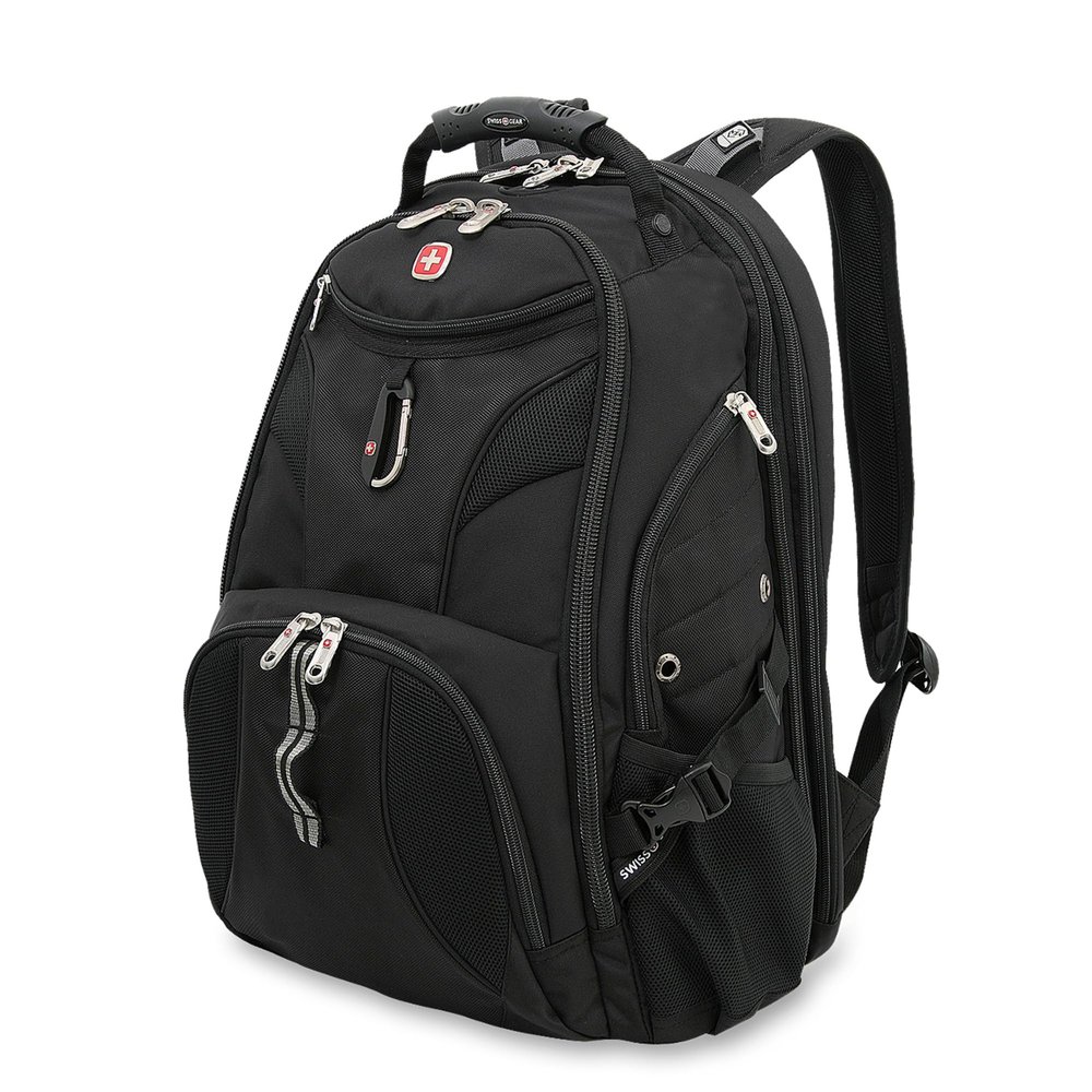 SwissGear 1900 ScanSmart 17 Laptop Backpack Black Reflective Tech Backpack with ScanSmart Compartment Multiple Organizer Pockets & RFID Scan Blocking Technology