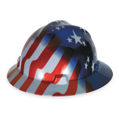 MSA Safety 10071157 V-Gard Freedom Series Class E Type I Hard Hat with Fast-Track Suspension and American Star and Stripe