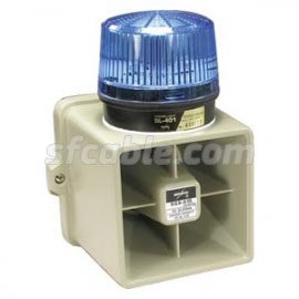 SF Cable, 15W Indoor/Outdoor Armored Siren w/Blue Strobe