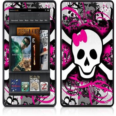 Amazon Kindle Fire (Original) Decal Style Skin - Splatter Girly Skull