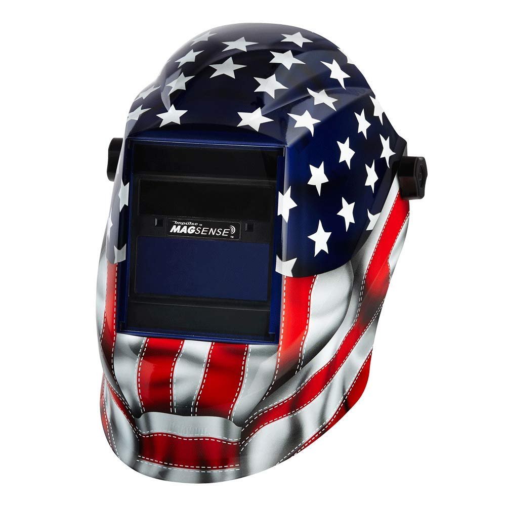 Sellstrom Lightweight, Water Resistant, Extremely Durable Graphic Trident Welding Helmet with impulse XVA X-Tended Viewing Area, Patented "Quick Release" Ratchet Headgear, Fixed Shade 10 Auto Darkening Filter, Solar Powered Sensors, S41200GL-602
