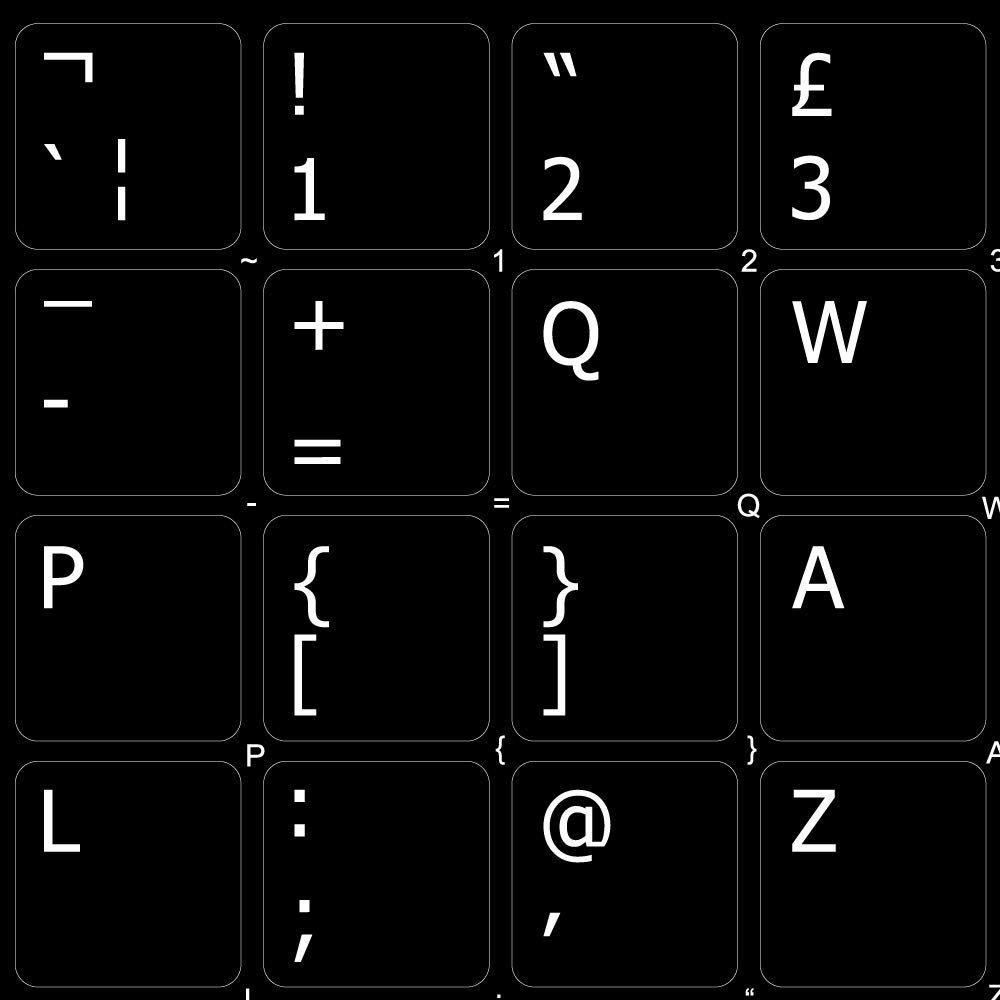 English UK Non-Transparent Black Sticker (14x14) for Keyboard for Desktop, Laptop and Notebook