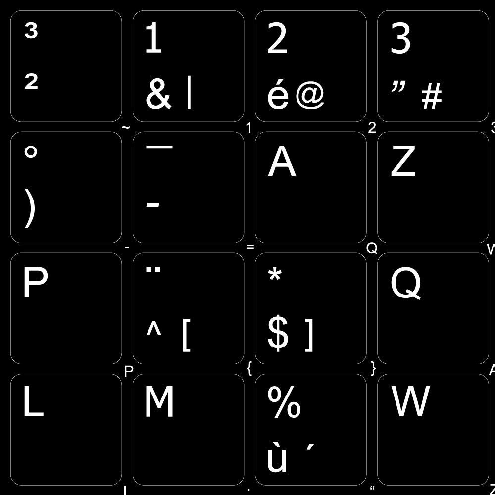 BELGIAN FRENCH NON-TRANSPARENT BLACK KEYBOARD STICKER (14x14) FOR DESKTOP, LAPTOP AND NOTEBOOK