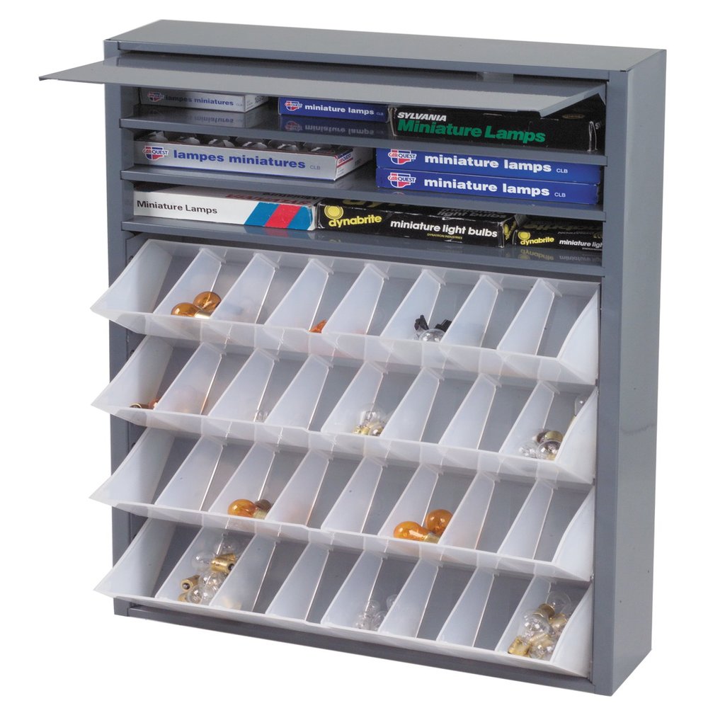 Durham 590-95 Gray Cold Rolled Steel Tilt-Out Tray Dispensing Cabinet, 19" Width x 26-3/4" Height x 4" Depth