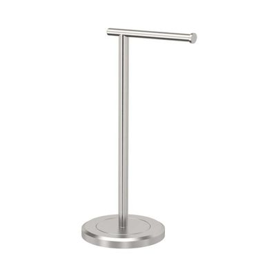 Gatco 1437SN Latitude II Freestanding Toilet Paper Holder Stand, Standing Tissue Holder, 22-Inch H, Satin Nickel