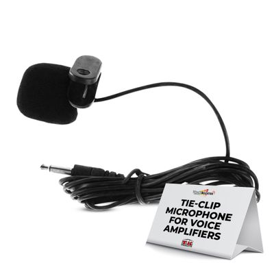 VoiceBooster Speak Out Tie-Clip Microphone  Clip-On Mic with 3.5mm Plug for VoiceBooster & Aker Voice Amplifiers  Adjustable Boom, Noise-Reducing Foam Tip  Ideal for Teachers, Guides, Presenters