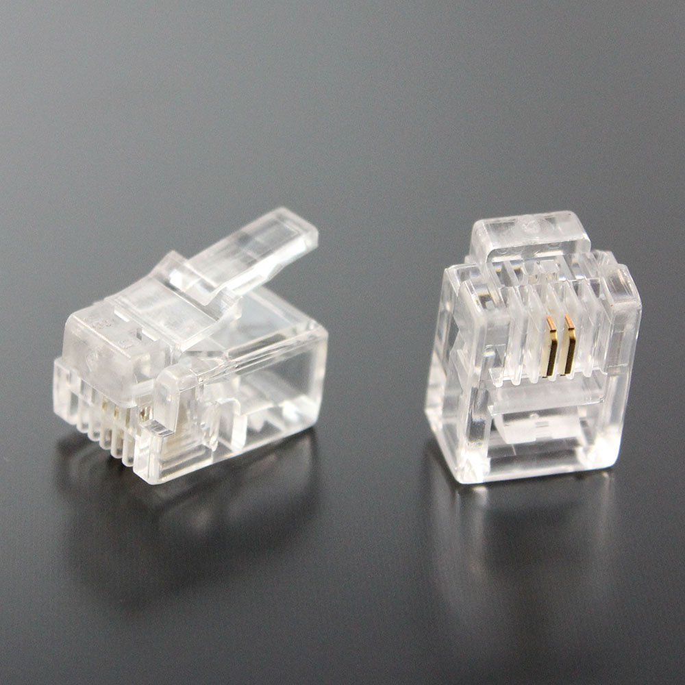 (Taros) RJ11/12 Modular Plug Connector for Telephone Cord Modular Cable (6P2C) 100 Pack CRJ11-100P2 Talos