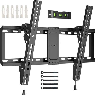 BONTEC TV Wall Mount for 3785 Inch TVs, Tilting TV Mount Bracket for LED LCD OLED Flat Curved Screens, Low Profile 1.5in Design, Max VESA 600x400mm, Supports up to 132lbs, Fits 55 65 75 85 Inch
