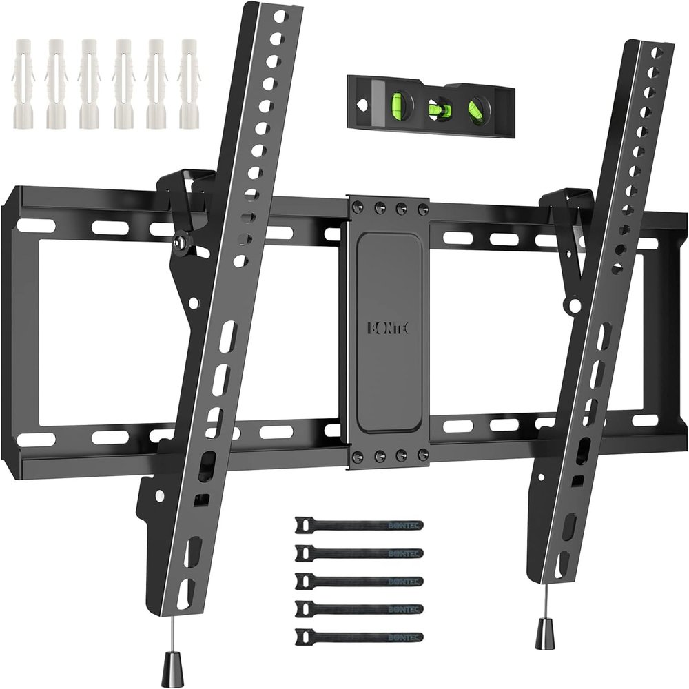 BONTEC TV Wall Mount for 3785 Inch TVs, Tilting TV Mount Bracket for LED LCD OLED Flat Curved Screens, Low Profile 1.5in Design, Max VESA 600x400mm, Supports up to 132lbs, Fits 55 65 75 85 Inch