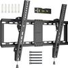 BONTEC TV Wall Mount for 3785 Inch TVs, Tilting TV Mount Bracket for LED LCD OLED Flat Curved Screens, Low Profile 1.5in Design, Max VESA 600x400mm, Supports up to 132lbs, Fits 55 65 75 85 Inch view 1