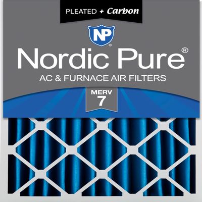 Nordic Pure 16x20x4 (15_1/2 x 19_1/2 x 3_5/8) Pleated Air Filters MERV 7 Plus Carbon 1 Pack