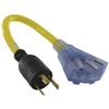 Conntek 1.5-Foot 30-Amp 125-Volt Fan-Style Generator Extension Cord (L5-30P to Three 5-15R) with Power Indicator Light view 1