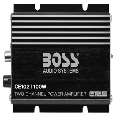 BOSS Audio Systems CE102 2 Channel Car Amplifier - 100 High Output, High/Low Level Inputs, High/Low Pass Crossover, Hook Up to Subwoofer for Bass