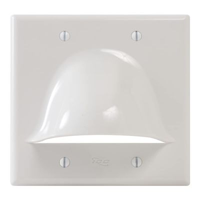 ICC Cable Pass-Through Wall Plate (1 Pack), 2-Gang, ABS Plastic, Low Voltage Cable Entry for HDMI, Ethernet, AV, and Speaker Wires, White