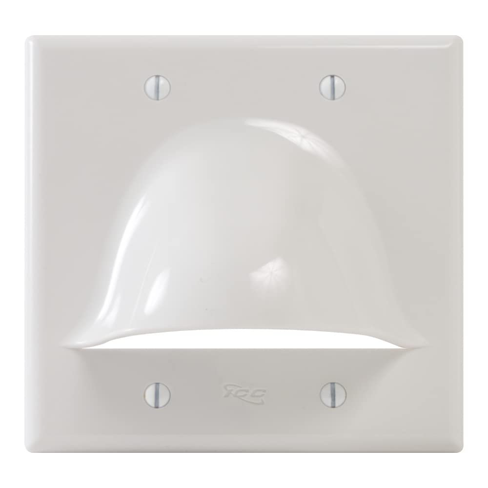 ICC Cable Pass-Through Wall Plate (1 Pack), 2-Gang, ABS Plastic, Low Voltage Cable Entry for HDMI, Ethernet, AV, and Speaker Wires, White