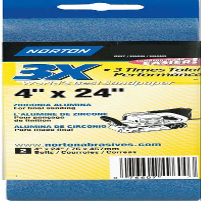 Norton 4 x 24 in. ProSand Cloth Portable Belt 80 Grit R831 ZA Pack of 2
