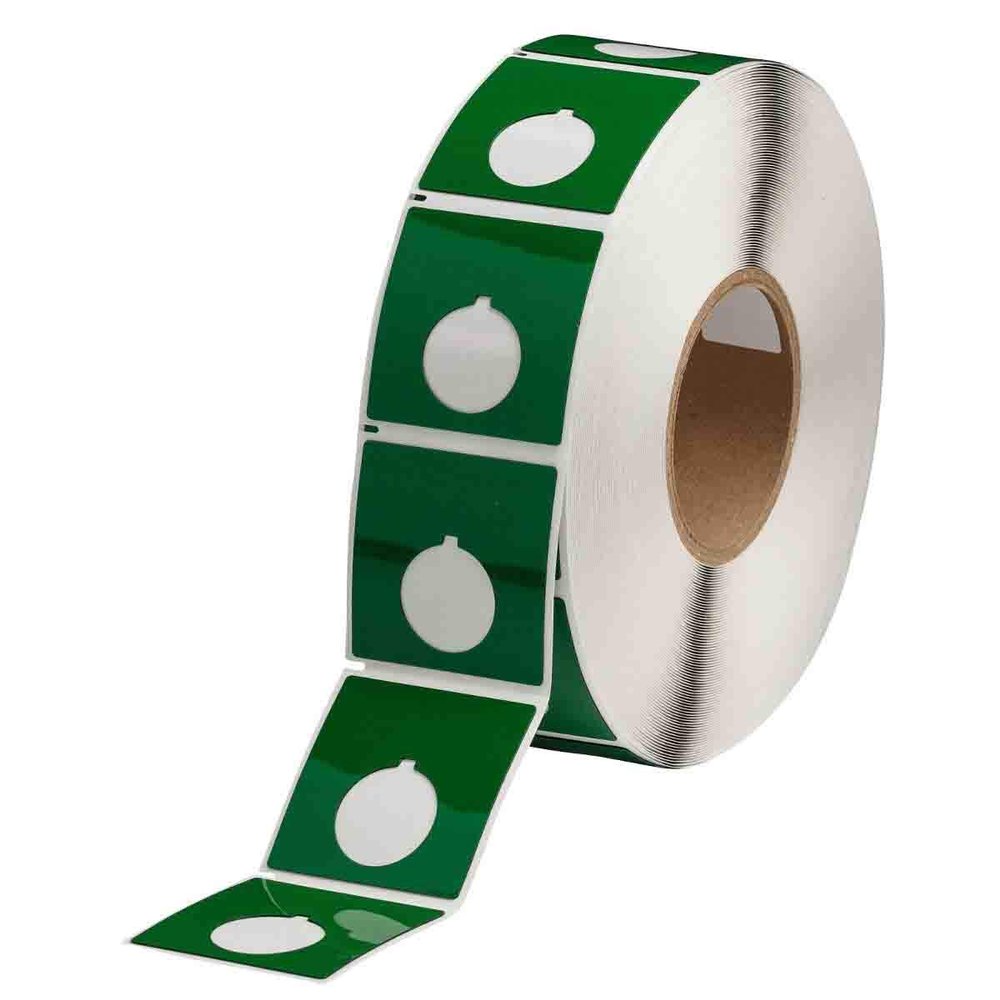Brady Foam Backed Raised Panel Labels, 2.4" H x 2.4" W, Green, Roll of 500 Labels