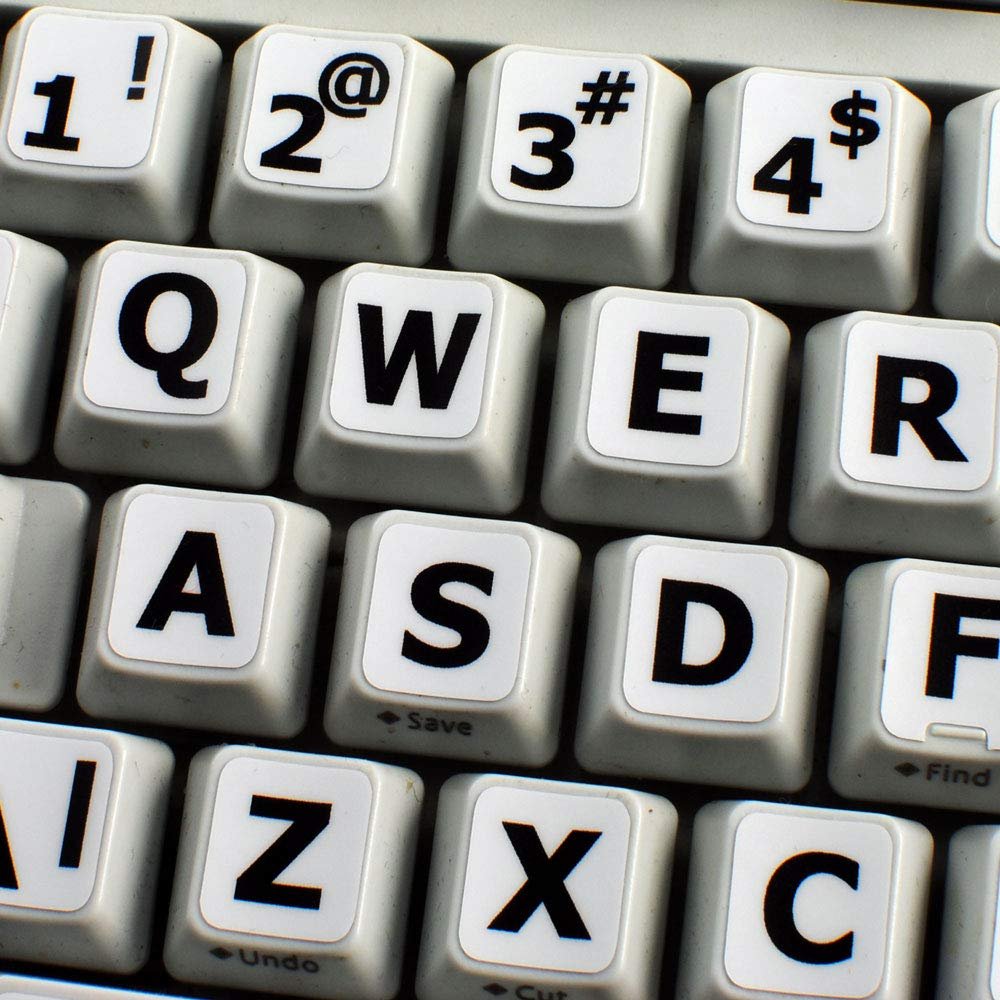 4Keyboard English US Large Lettering New Labels for Keyboard (Upper CASE) White Background for Desktop, Laptop and Notebook