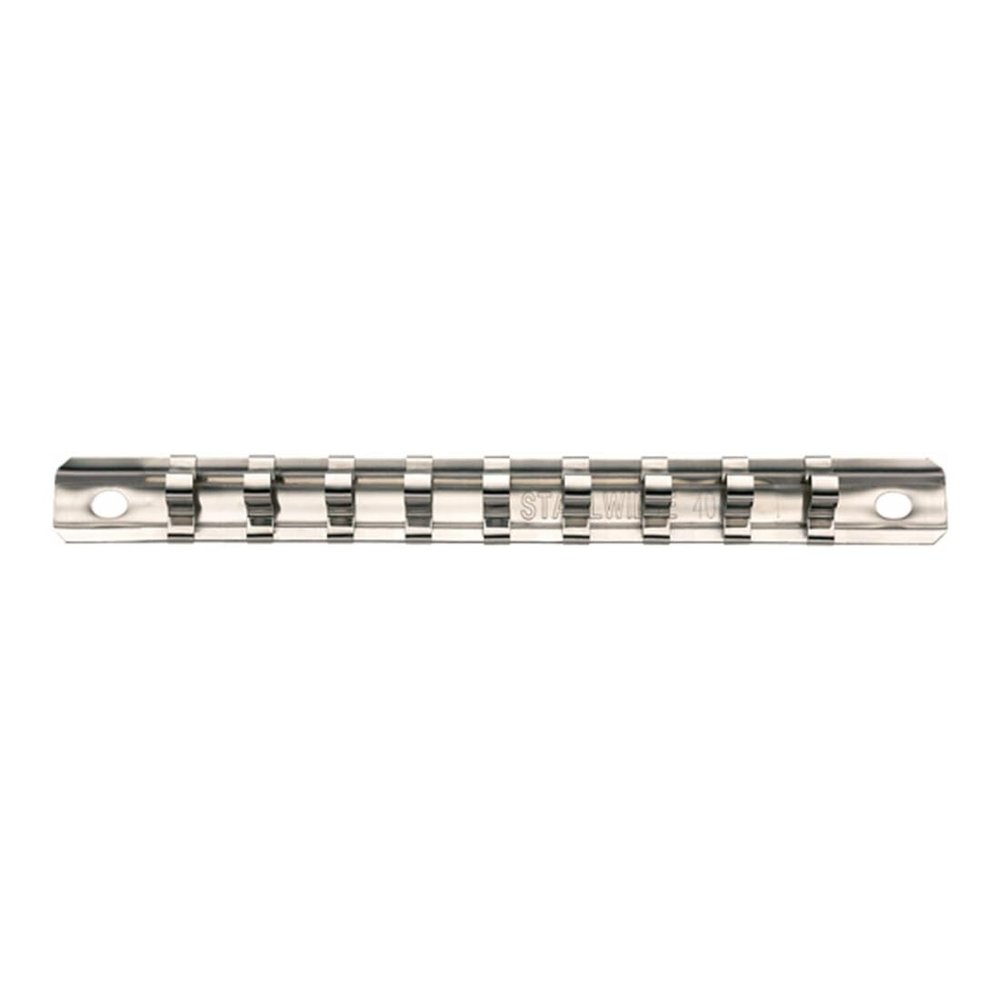 Stahlwille 80400002 40CL Clip Strips, Socket Holder, Size 2, for Socket Retention, 9 Retaining Clips, 1/4 inch Drive, Chrome Plated Finish, Length 300mm, Weight 52g, Made in Germany