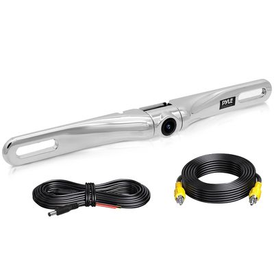 Pyle Rearview License Plate Backup Camera, Marine-Grade IP67 Waterproof, 170 Wide-Angle Lens, Built-in Distance Scale Lines, 420 TVL Resolution, RCA Cable Included - Trucks,SUVs and RV, 10x1.3x1.26"