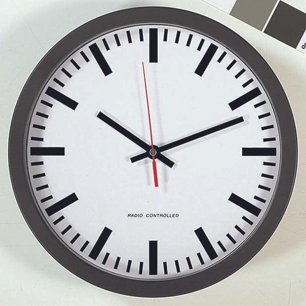 Betriebsausstatter - Clock radio, 300 mm, dial line beam, go. schw.